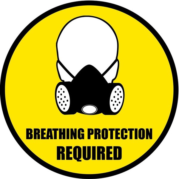5S Supplies Breathing Protection Required 24in Diameter Non Slip Floor Sign FS-PPEBRTH-24